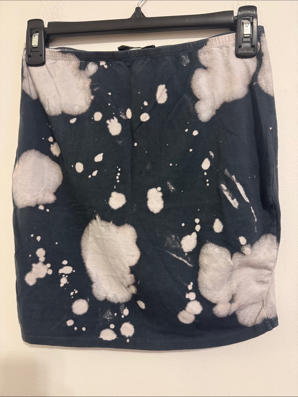 Fashion Nova Black Mini Skirt with White Bleach Splatter